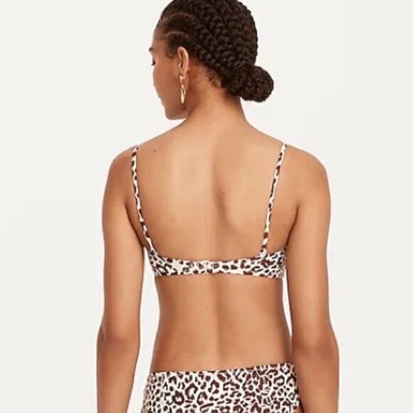 J.CREW Knot Bandeau Bikini Top in Leopard Print Removable Strap Brown 3X NEW - Picture 5 of 12